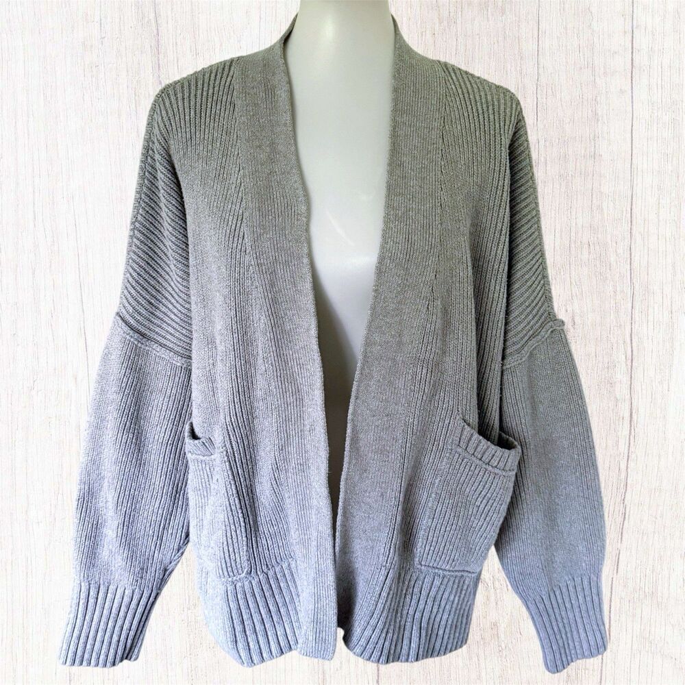 Abercrombie & Fitch Sweater Womens XXL Gray Chunky Ribbed Oversized Coastal Grey